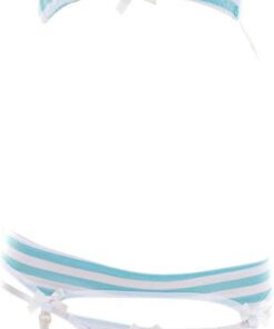 SINMIUANIME Frauen Japanischer Stil Anime Dessous Sexy Blau/Rosa gestreifte Micro Bikini Cosplay BH und Höschen Set