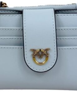 Pinko Leder Geldbörse Multi Purpose Wallet Azzurro Celeste hellblau