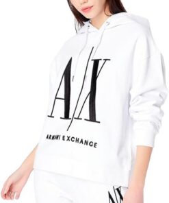Armani Exchange Damen Icon Project Hoodie, Embroidered Logo Hooded Sweatshirt (1er Pack)