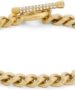 Fossil Carlie T-Bar Damen Gold-Ton Edelstahl Armband, JF04957710