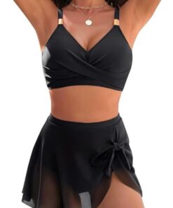 Bikini Damen Set Modischer, Badeanzug 2-teilig mit High Waist Sommer Rückenfrei Swimsuit Bra Damen Bikini Oberteil Große Brüste Push Up