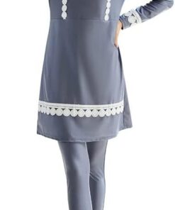 Odizli Damen Muslimische Bademode Islamisch Burkini Langarm Schwimmoberteile Built in Bra+Schwimmhose+Hijab 3tlg Full Cover Badeanzug