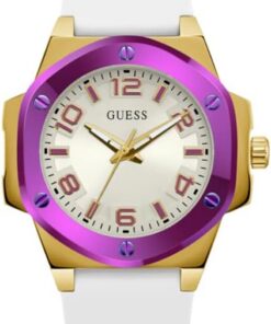 Guess Ladies 38mm Watch - White Strap White Dial Two-Tone Case