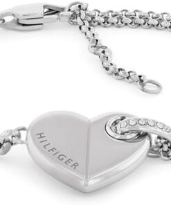 Tommy Hilfiger Jewelry Gliederarmband für Damen aus Edelstahl mit einem Herzförmigen Anhänger - Erhältlich aus Gold oder Silber
