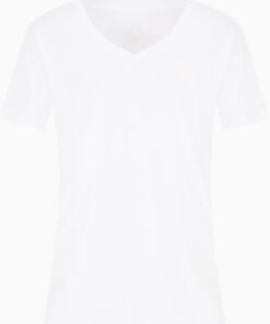 Armani Exchange Damen Blue Edtion, V Neck, Logo Patch T-Shirt