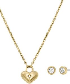 Fossil Gold-Ton Edelstahl Halskette, JF04881SET