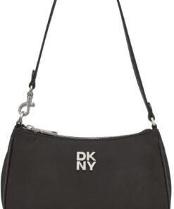 DKNY Women's Jenny TOP Zip Shoulder Bag 100% Polyester with pu Trim, Black