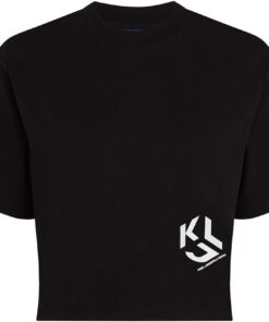 Karl Lagerfeld Jeans Damen Regular Cropped Monogram T-Shirt