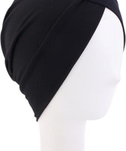 Turban, Schwarz Badekappe Damen, Retro Badehaube Damen, Elastizität Schwimmhaube, Haarhaube Für Die Nacht, Weich Schwimmkappe, Modisch Schlafmütze, Badekappen, für Lange Kurze Haare Frauen