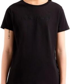 Armani Exchange Damen Essential, Embroidered Logo Signature T-Shirt