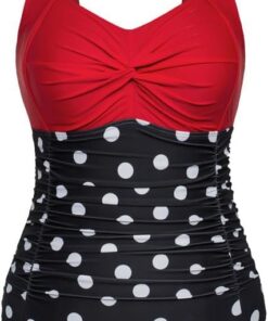 Hanna Nikole Damen Große Größen Einteiliger Badeanzug Bauchweg Bademode Swimsuit V-Ausschnitt Ruched Monokinis