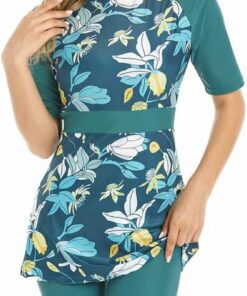 Kurzarm-Badeanzug Bescheidene Badebekleidung für Frauen Bescheidener Badeanzug Rash Guard Surfanzug Beachwear Burkini