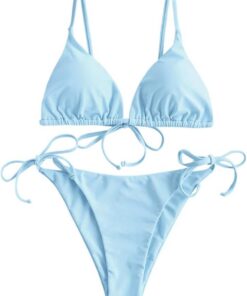 ZAFUL Triangle Bikini Set Damen String Tie-Side Cheeky Reversibel Solid/Floral/Leopard Druck Zweiteiliger Badeanzug Bademode