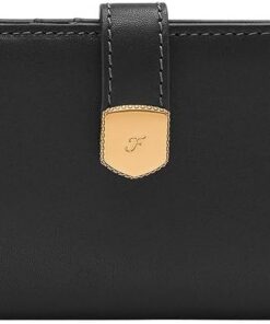 Fossil Lennox Leder oder Polyester Geldbörse für Damen Mitternachtsschwarz 17.15 cm L x 1.91 cm W x 8.89 cm H