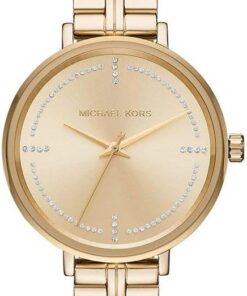 Michael Kors Damenuhr Bridgette, Dreizeiger Uhrwerk, 38mm Gold Edelstahlgehäuse mit Edelstahlarmband, MK3792
