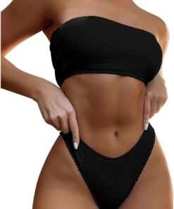 Bikini Set Damen Trägerlos Badeanzüge Bademode Zweiteiliger Badeanzug Push Up High Waist Sexy Schwimmanzug Swimsuit
