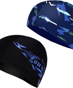Elastische Badekappen für Erwachsene, 2 Stück Komfortable Stoff Bademütze Weiche Unisex Badekappe, Weich Und Angenehm Zu Tragen, für Herren Damen Lange Kurzes Haar