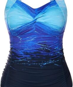 Hanna Nikole Damen Große Größen Einteiliger Badeanzug Bauchweg Bademode Swimsuit V-Ausschnitt Ruched Monokinis