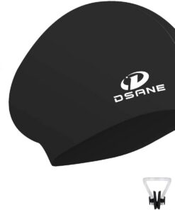 Silikon-Badekappe für langes Haar, ergonomisches 3D-Design, Silikon-Badekappe für Damen, Kinder, Herren, Erwachsene, Jungen, Mädchen, mit Ohrstöpsel und Nasenklammer