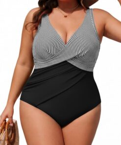 Hanna Nikole Badeanzug Damen Bauchweg Große Größen Push Up Bademode Einteiler Shape Badeanzüge Elegant Badebekleidung Crossover Monokinis Verstellbarer Schwimmanzug Komfortabel Strandmode