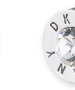 DKNY Logo Stone Stud Earrings for Women with a Crystal Stone in Gold or Silver Tones