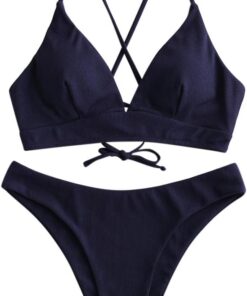 ZAFUL zweiteilig Bikini-Set, Sonnenblumenmuster Frauen drucken Push-Up gepolsterter BH Beach Bikini Set Triangle Badehose