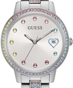 GUESS Damen Uhr Armbanduhr Three of Hearts Edelstahl