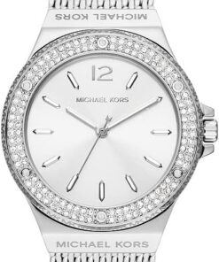 Michael Kors Lennox Damen-Armbanduhr mit 3 Zeigern, Quarzuhrwerk, silberfarben, mit Edelstahlarmband