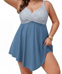 Hanna Nikole Badeanzug Damen Große Größen Bauchweg Badekleid Push Up Bademode Einteiler Strandkleid Crossover Badebekleidung Mit Badeshorts Weiche Schwimmanzug Verstellbarer Strandmode