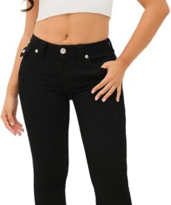 True Religion Jeans Women's Denim Joey Mid Rise Flare Flap Single Needle Stitching Pant