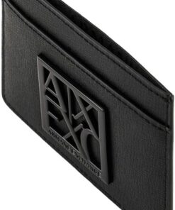 Armani Exchange Women's Essential, Susy, Metal Square Logo Travel Accessory- Envelope Card Holder, Black, One Size