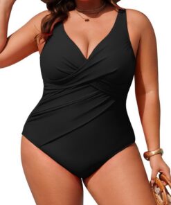 Hanna Nikole Badeanzug Damen Bauchweg Große Größen Push Up Bademode Einteiler Shape Badeanzüge Elegant Badebekleidung Crossover Monokinis Verstellbarer Schwimmanzug Komfortabel Strandmode