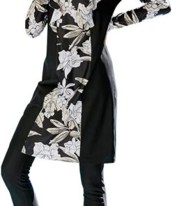 Odizli Damen Muslimische Bademode Islamisch Burkini Langarm Schwimmoberteile Built in Bra+Schwimmhose+Hijab 3tlg Full Cover Badeanzug