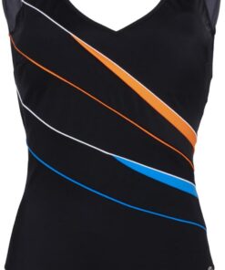 Fashy Damen Damen Badeanzug Badeanzug (1er Pack) | Der Fashy Badeanzug besticht durch sein elegantes Design in klassischem Schwarz, veredelt mit dynamischen Wellenstreifen in B