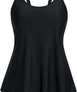 Hanna Nikole Damen Große Größe Bauchweg Tankini Zweiteiliger Badeanzug Hohe Taille Bademode A-Linie Badeoberteile