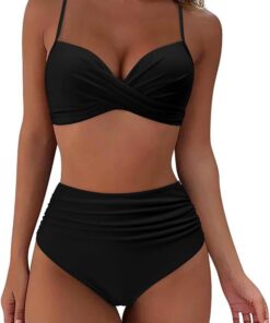 Bikini Set Damen Cross Badeanzüge Bademode Zweiteiliger Badeanzug Push Up High Waist Sexy Schwimmanzug Swimsuit