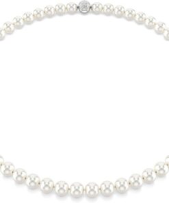 Swarovski Matrix Halskette, Kristallperle, Weiß, Rhodiniert