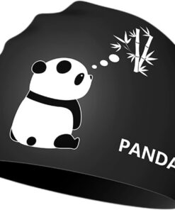 Badekappe Damen Herren mit Panda-Motiv,Weiß wasserdichte Silikon-Badehaube,Schwimmkappe Damen für Kurzes/Lange Haare,Professionelles Training und Wettkampf