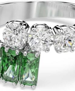 Swarovski Matrix Kollektion Ring, Gemischte Schliffe, Grün, Rhodiniert