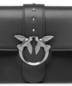 Pinko Damen Love One Classic C Kalb Seide Tasche, Z99o_Black-Old Silver