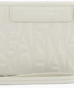 Armani Exchange Women's Liz Pebble Classic Repeated Logo Wrist Band Travel Accessory- Travel Wallet,Off White,One Size