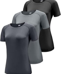 Damen 3er Pack Langarmshirt T-Shirts, UPF 50+ Sonnenschutz Schnelltrocknend Funktionsshirt Laufshirts, Atmungsaktiv Langarm Sportshirt Gym Yoga Running Top Freizeitshirt Workout Fitness Oberteil