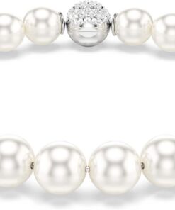 Swarovski Matrix Armband, Kristallperle, Weiß, Rhodiniert