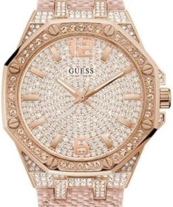 Guess Watches Damen Shimmer Analog Quarzwerk Uhr mit Nylon Armband GW0408L3