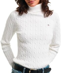 Gant Damen Stretch Cotton Cable Turtleneck Pullover (1er Pack)