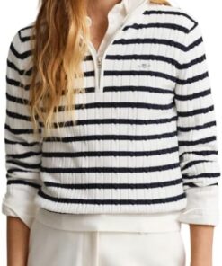 GANT Damen Stretch Cotton Cable Stripe Hz Pullover