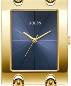 Guess Damen Armbanduhr MOD Heavy Metal, goldfarbenes Edelstahlarmband, Mineral Glas, dunkelblaues Ziffernblatt, 3 Bar, Gehäusedurchmesser: 29 mm, GW0740L3
