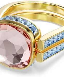 Swarovski Chroma Kollektion Ring, Kissenform-Schliff, Mehrfarbig, Goldfarben plattiert