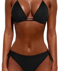 2 Stück Bikini Set Damen Neckholder Triangel String Zweiteiler Badeanzug Brazilian Bademode Damen Strand Bikini Set