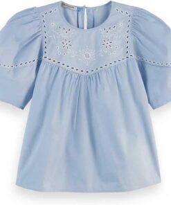 Scotch & Soda Damen Cotton Twill Embroidered Top